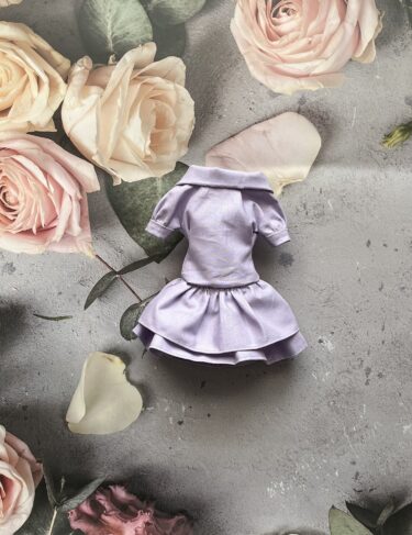 ドール服の作り方、ヴィンテージ風な襟がかわいいフリルワンピ－ス